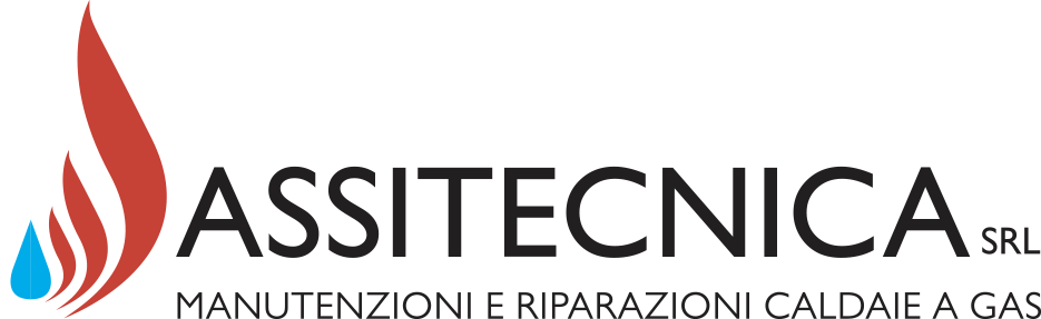 Logo di Assitecnica con una fiamma e la scritta Assitecnica, assistenza caldaie, pompe di calore, biomassa e codnizionatori. Utile per dove siamo e contatti.